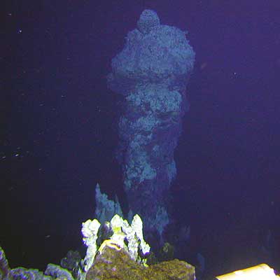 Aktiver hydrothermaler Schlot mit zehn Meter Höhe