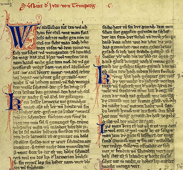 Vor mehr als 1.700 niedergeschrieben und noch immer erhalten: der Codex Manesse, eine Liederhandschrift aus dem Mittelalter.