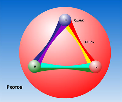 Gluonen wirken zwischen Quarks im Atomkern