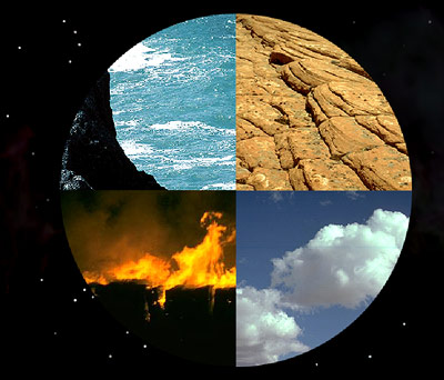 Wasser, Feuer, Luft und Erde - für die frühen Griechen die Grundbausteine der Materie