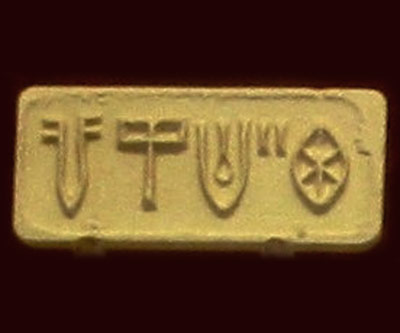 Typisch für Funde mit Indus-Schrift: kurze Zeichenfolgen