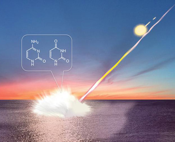 Bausteine der DNA können bei Meteoriteneinschlägen entstehen.