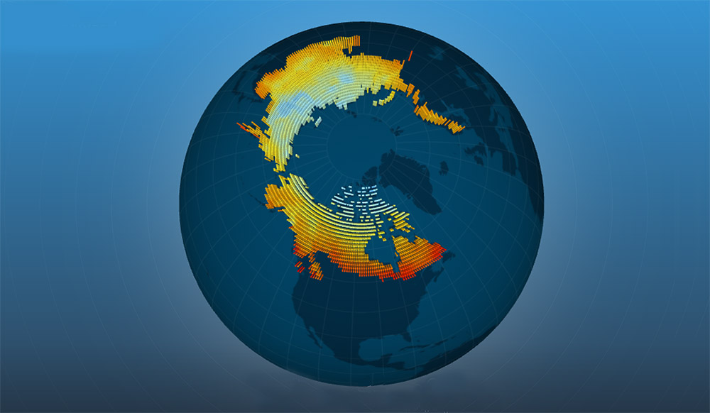 Ein neues Modell samt interaktiver Karte zeigt den vergangenen, heutigen und künftigen Zustand des Permafrosts. © AWI