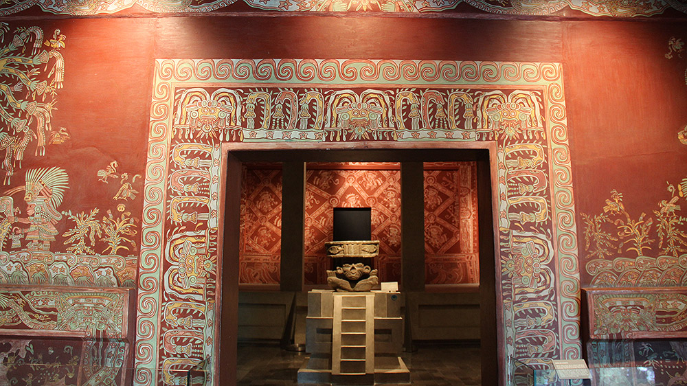 Das Reich von Teotihuacan ist bis heute rätselhaft – trotz prachtvoller Relikte wie diesen fast 2.000 Jahre alten Wandmalereien. © Gary Todd/ gemeinfrei