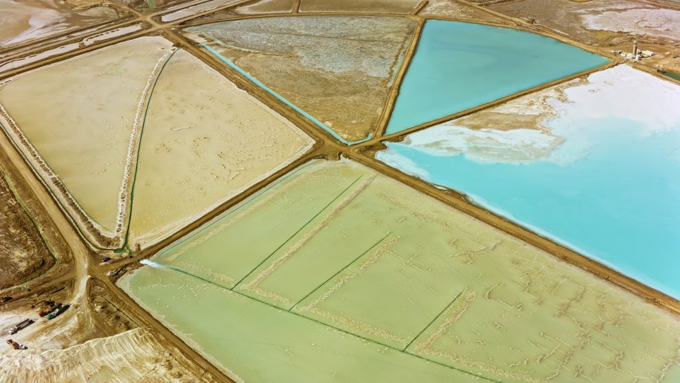 Luftaufnahme der Silver Peak Lithium Mine, Nevada