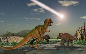 Dinoaurier und Asteroid
