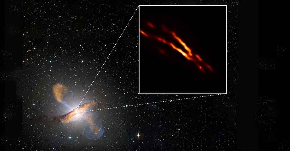 Vista del corazón oscuro de Centaurus A: el radio del telescopio Event Horizon del agujero negro muestra una resolución sin precedentes