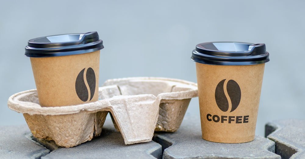 3 Kaffee to go Becher mit Deckel Blumendekor Bambus Biologisch abbaubar 