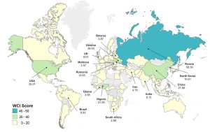 Weltkarte der Cyberkriminalität