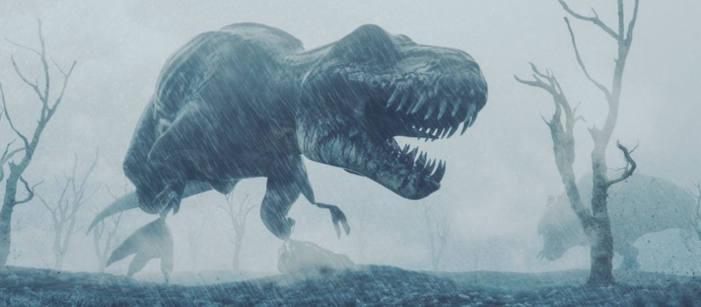 Dinosaurier im Regen