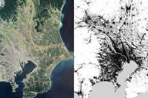 Tokio als Satelliten- und Radarbild