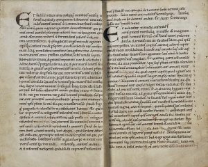 Auszug aus dem theologischen Manuskript „Liber divinorum operum“ (Das Buch vom Wirken Gottes) von Hildegard von Bingen
