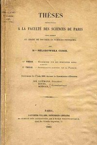 Titelblatt der Dissertation von Marie Curie