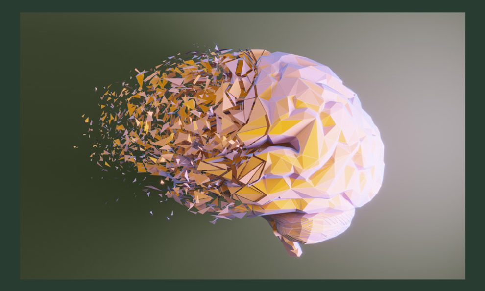 Illustration eines zerfallenden Gehirns