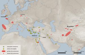 Karte der Zinnlagerstätten und Zinnfunde im östlichen Mittelmeerraum in der Bronzezeit.